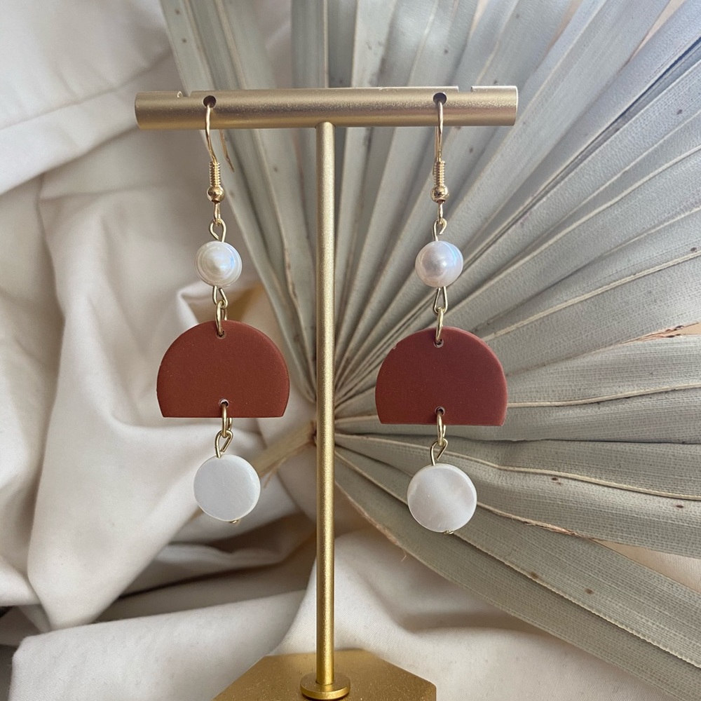 Cognac/Rust Polymer Clay Earrings